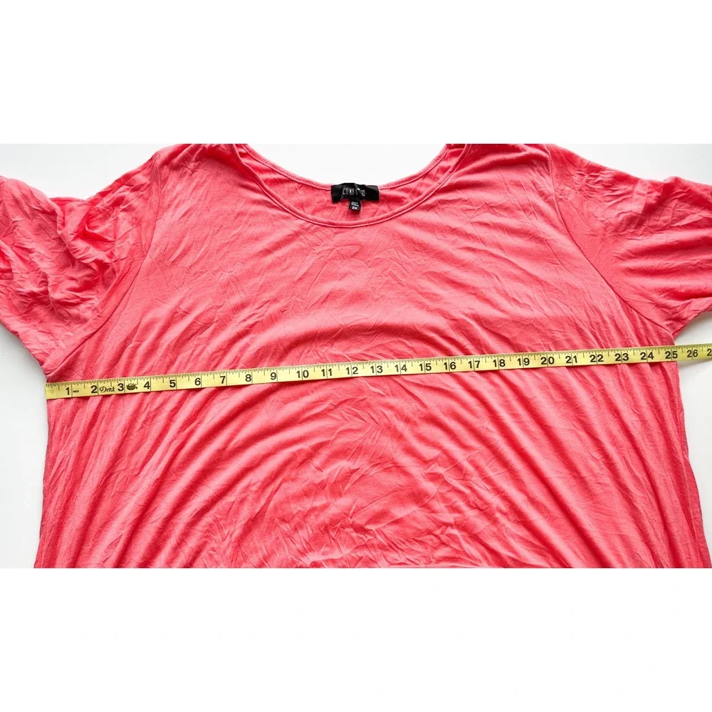 Comfy USA Coral Crinkle Scoop Neck Tiered 3/4 Sleeve Dress Womens 2X